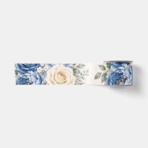 Blauw & Crème Roos Bloemige Bruiloft Lint