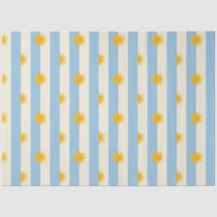 Blauw Crème Streep Goud Zonneburst Tissuepapier -