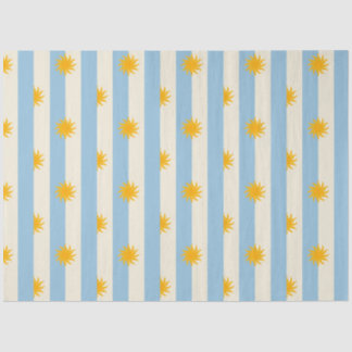 Blauw Crème Streep Goud Zonneburst Tissuepapier -