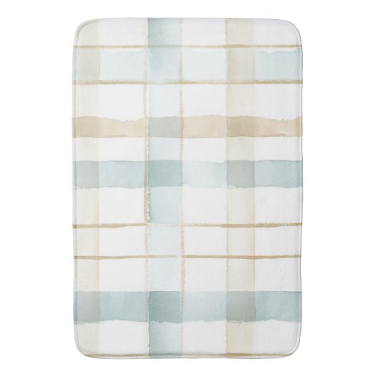 Blauw Crème Wit Geruit Bruidsdiner Badmat (Voorkant Verticaal)