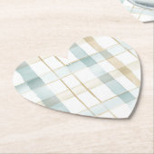 Blauw Crème Wit Geruit Strepen Bruidsfeest Kartonnen Onderzetters (Gekanteld)