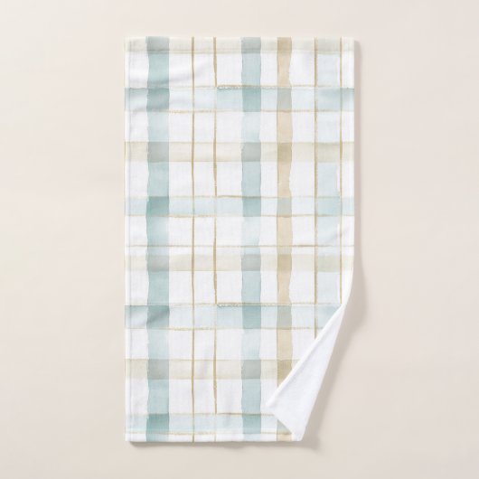 Blauw Crème Wit Geruite Bruiloftsborrel Bad Handdoek (Handdoek)