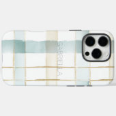 Blauw Crème Wit Plaid Strepen Case-Mate iPhone Case (Achterkant (horizontaal))