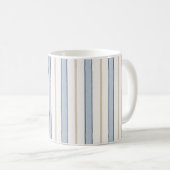 Blauw Crème Witte Strepen Koffiemok (Voorkant rechts)