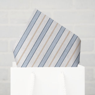 Blauw Crème Witte Strepen Vaderdag Tissuepapier