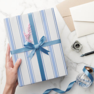 Blauw & Crèmestrepen Cadeaupapier