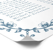 Blauw Crest Bruiloft 12 Tafel Zitkaart Poster (Hoek)