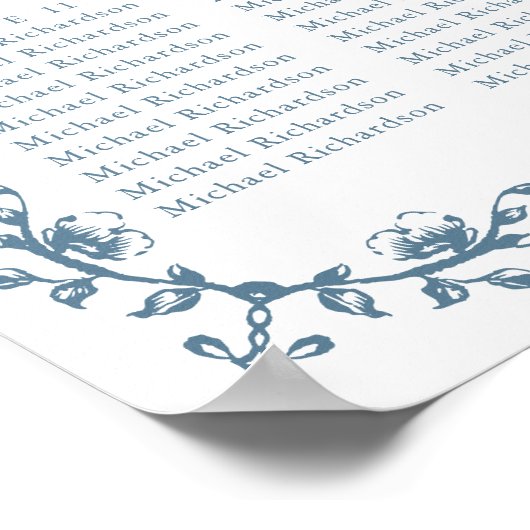 Blauw  Crest Bruiloft 15 Tafel Zitkaart Poster (Hoek)