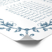 Blauw Crest Bruiloft 16 Tafel Zitkaart Poster (Hoek)