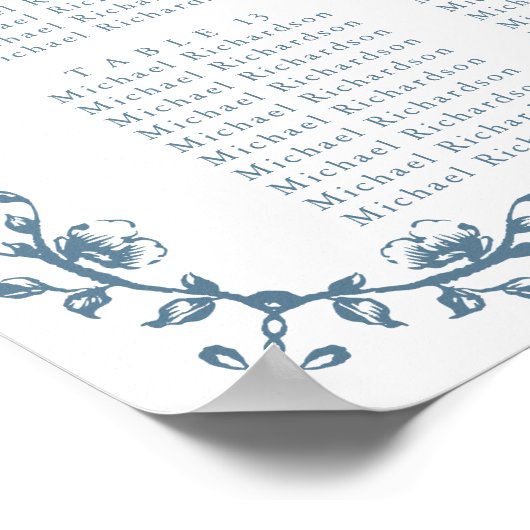 Blauw  Crest Bruiloft 16 Tafel Zitkaart Poster (Hoek)