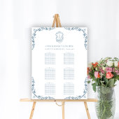 Blauw Crest Bruiloft 9 Tafel Zitgrafiek Poster