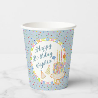Blauw Cue de Confetti Verjaardagsfeest Dessert Papieren Bekers