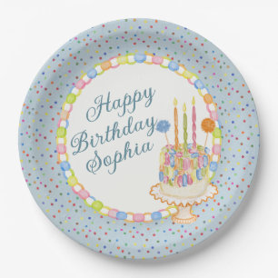 Blauw Cue de Confetti Verjaardagsfeest Dessert Papieren Bordje