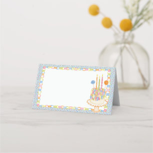 Blauw Cue de Confetti Verjaardagsfeest Tafelkaart