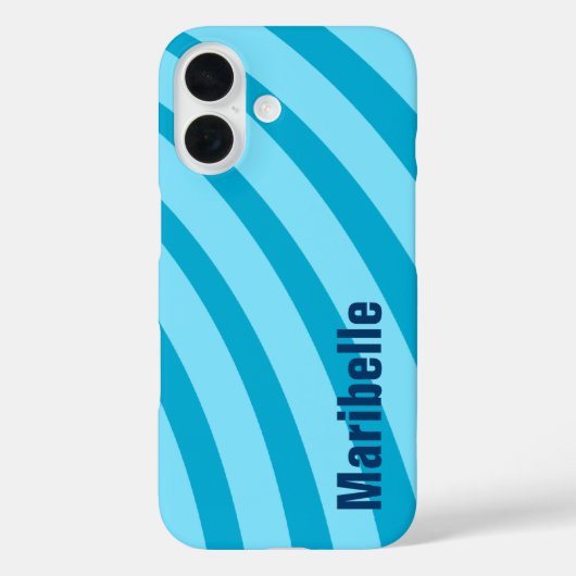 Blauw Curving Stripes "Jouw naam toevoegen" Case-Mate iPhone Case (Achterkant)