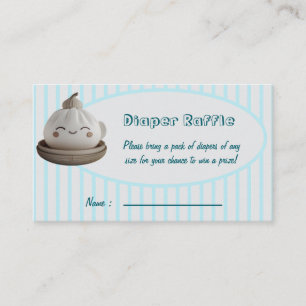 Blauw Cute Dumpling Luier Raffle Bijlagekaart Informatiekaartje