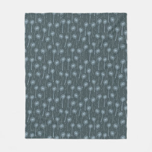 Blauw cyaan boheemse paardenbloemen patroon fleece deken