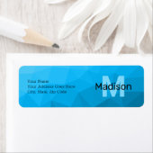 Blauw cyaan gradiënt geometrisch maaspatroon Monog Etiket (Insitu)