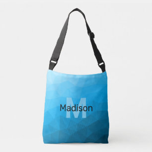 Blauw cyaan verloop geometrisch mesh patroon Monog Crossbody Tas