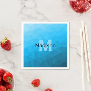 Blauw cyaan verloop geometrisch mesh patroon Monog Servet