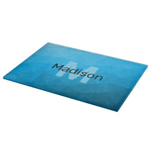 Blauw cyaan verloop geometrisch mesh patroon Monog Snijplank