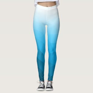 Blauw cyaan Witte Gradiënt Geometrisch Gaas Patroo Leggings