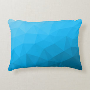 Blauw cyan verloop geometrisch mesh patroon Drieho Accent Kussen