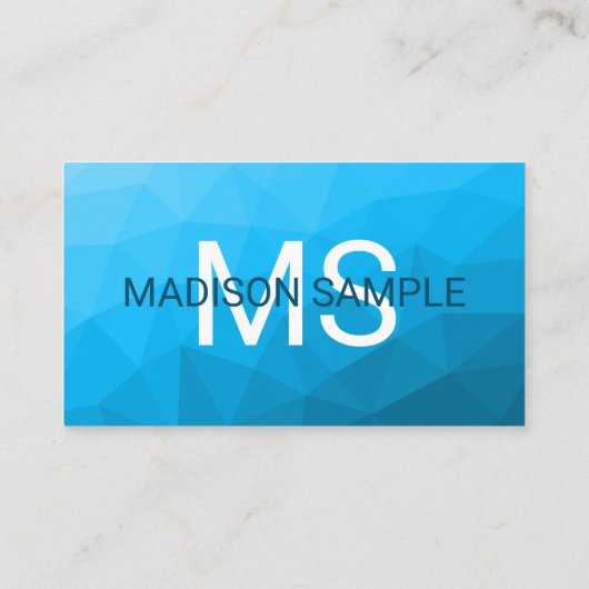 Blauw cyan verloop geometrisch mesh patroon Monogr Visitekaartje (Achterkant)