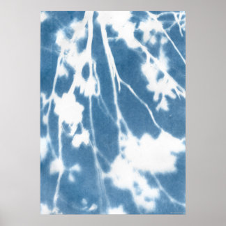 Blauw Cyanotype Japan Kersenbloesem Vintage geïnsp Poster