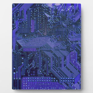 Blauw cyber circuit printplaat tech kunst elektron fotoplaat