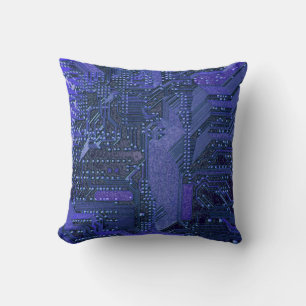 Blauw cyber circuit printplaat tech kunst elektron kussen