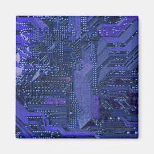 Blauw cyber circuitbord tech-elektronica magneet