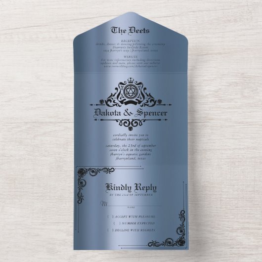  blauw D20 | RPG Tabletop Dice Weddenschap All In One Uitnodiging (Binnen)