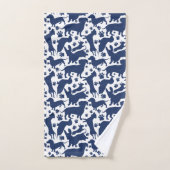 Blauw Dachshund Pattern-Sierkussen Bad Handdoek (Handdoek)