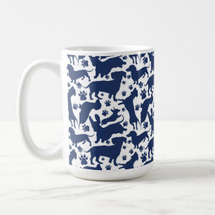 Blauw Dachshund Pattern-Sierkussen Koffiemok