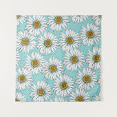 Blauw  Daisy bloemmotief Wandkleed (Voorkant (horizontaal))