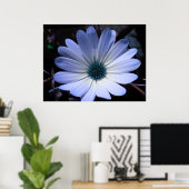 Blauw Daisy Flower Poster (Thuiskantoor)