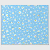 Blauw Daisy inpakpapier (Vlak)