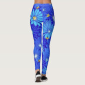 blauw Daisy-patroon Leggings (Achterkant)