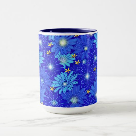 blauw Daisy-patroon Mok (Midden)