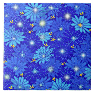  blauw Daisy-patroon Tegeltje