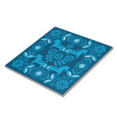 Blauw Dala Zweeds Paard Print Tegeltje (Zijkant)