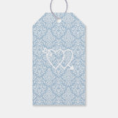 Blauw Damask Bruiloft Receptie Tafelnummer- Cadeaulabel (Achterkant)