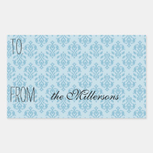  Blauw Damask Gift Label