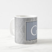 Blauw Damask Monogram Mok (Voorkant links)
