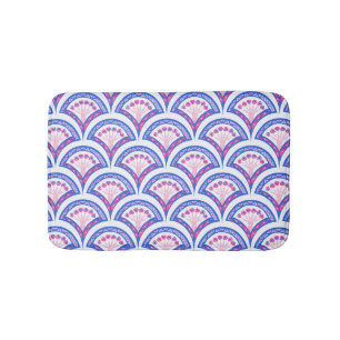 blauw damaspatroon badmat