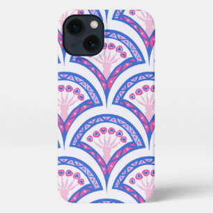 blauw damaspatroon iPhone 13 hoesje