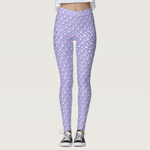 blauw damaspatroon leggings