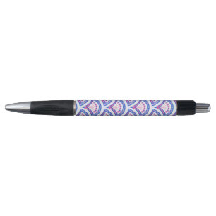 blauw damaspatroon pen