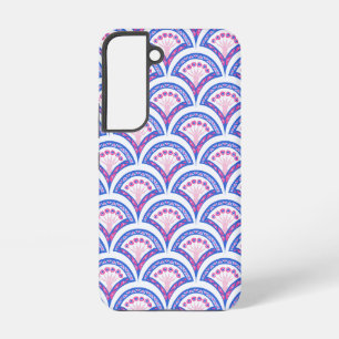 blauw damaspatroon samsung galaxy hoesje
